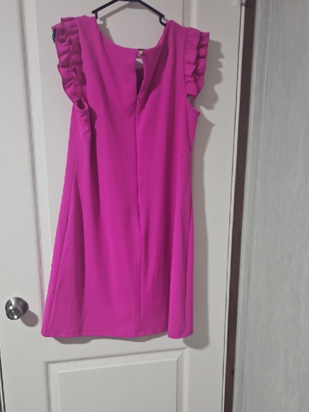 Perceptions Hot Pink Ruffle Sleeve Mini Dress - Picture 3 of 5